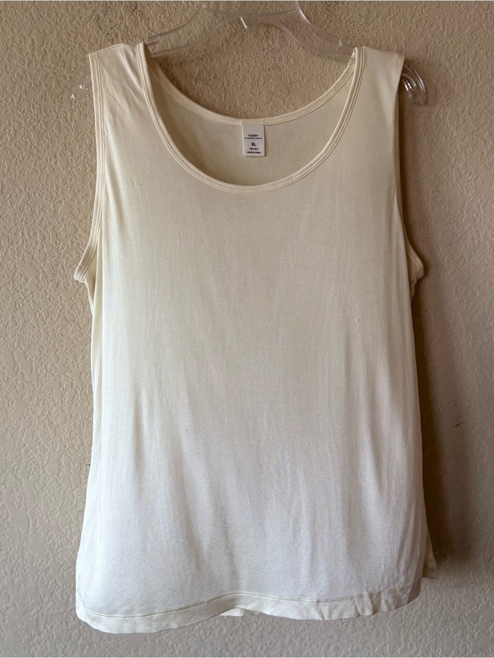 Modern Movement 100% Silk Tank Top Cream XL